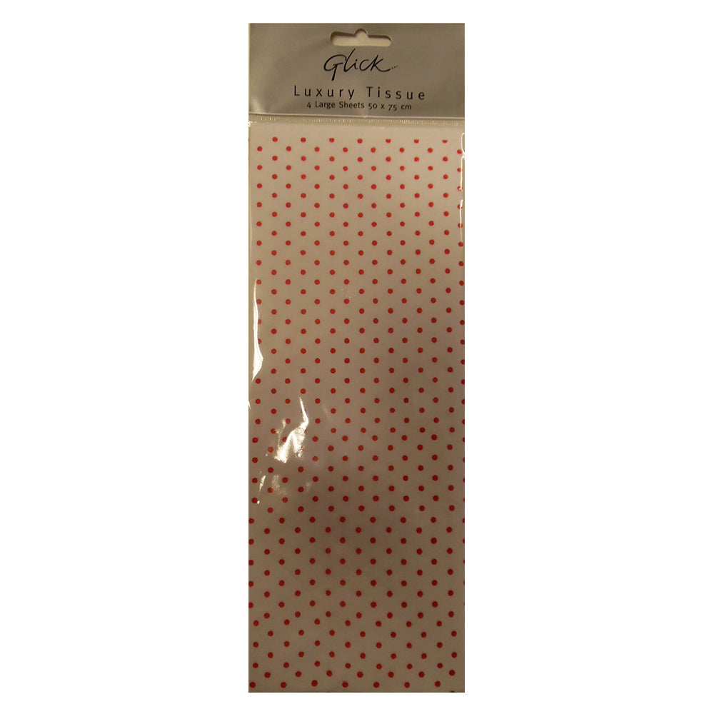 Paper Salad Polka Dot Red White Tissue Paper 4 Sheets of 50 x 75 cm Glick Tissue Wrapping Paper