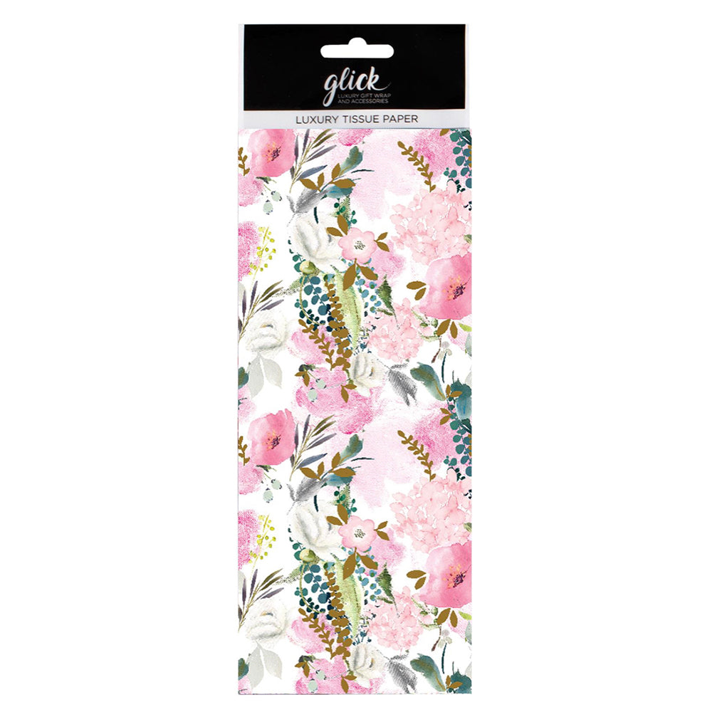 Pastel Summer Floral Pink Flowers Tissue Paper 4 Sheets of 50 x 75 cm Glick Tissue Wrapping Paper