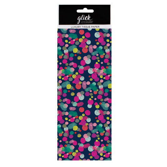 Celebration Fizz Navy Multicoloured Dots Tissue Paper 4 Sheets of 50 x 75 cm Glick Tissue Wrapping Paper