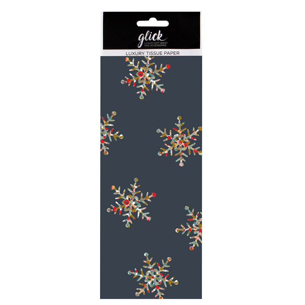 S Dyment SNOWFLAKES charcoal christmas Tissue Paper 4 Sheets of 50 x 75 cm Glick Tissue Wrapping Paper