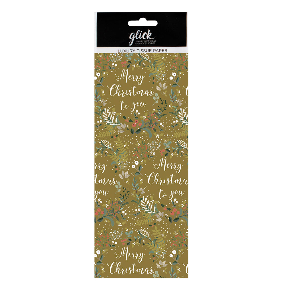 S Dyment CHRISTMAS WREATH gold Tissue Paper 4 Sheets of 50 x 75 cm Glick Tissue Wrapping Paper