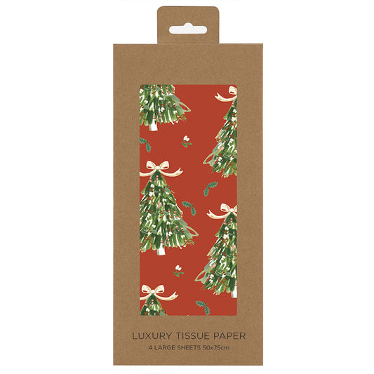 Evergreen Red Green Trees Christmas Tissue Paper 4 Sheets of 50 x 75 cm Glick Tissue Wrapping Paper