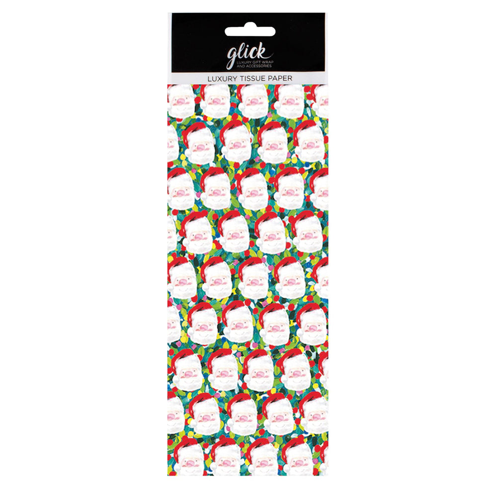 Paper Salad Santa Face Green Christmas Tissue Paper 4 Sheets of 50 x 75 cm Glick Tissue Wrapping Paper