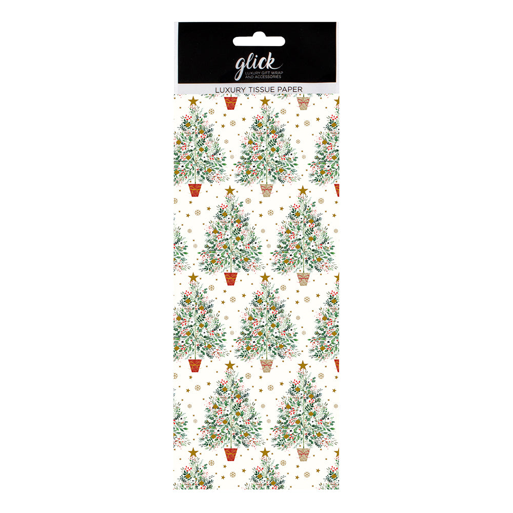 CHRISTMAS SPRUCE CREAM trees Tissue Paper 4 Sheets of 50 x 75 cm Glick Tissue Wrapping Paper