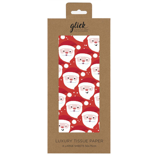 Santa Selfie White Red Christmas Tissue Paper 4 Sheets of 50 x 75 cm Glick Tissue Wrapping Paper