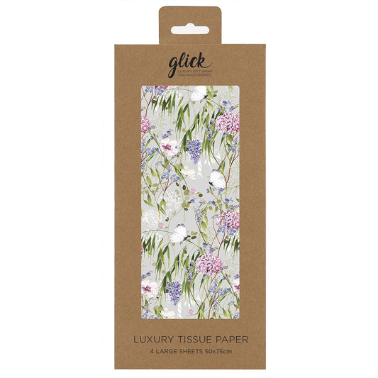 Cabbage White Butterflies Flowers Tissue Paper 4 Sheets of 50 x 75 cm Glick Tissue Wrapping Paper