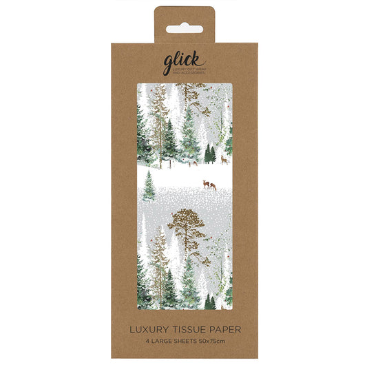 Magical Forest Silver Trees Christmas Tissue Paper 4 Sheets of 50 x 75 cm Glick Tissue Wrapping Paper