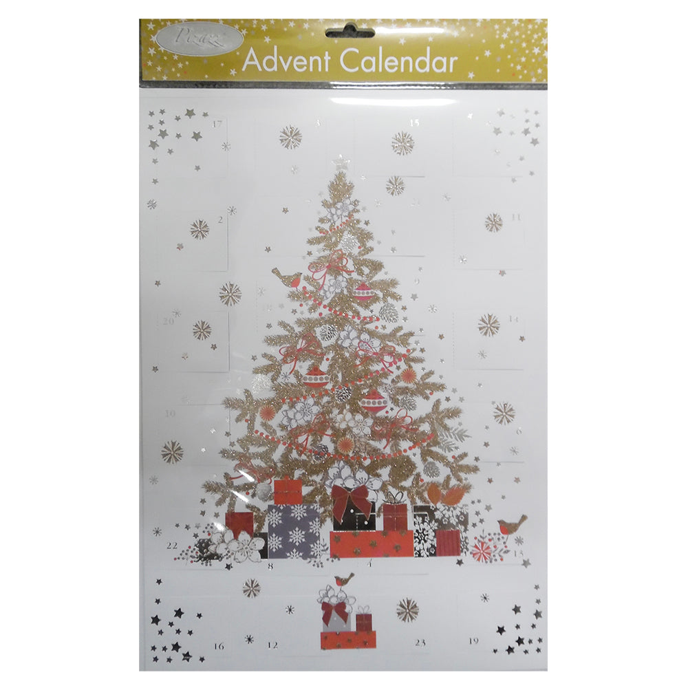 Christmas Tree Glick Advent Calendar 24 x 35 cm Glitter varnish and foil with envelope