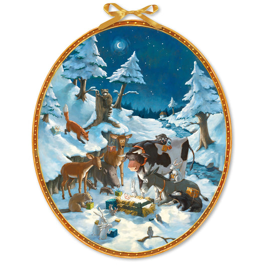 The Animals Celebrate Christmas Oval Coppenrath Advent Calendar 40cm  x 55cm