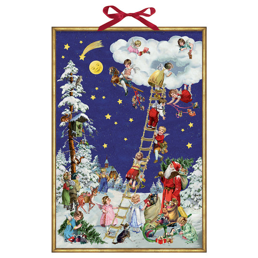 Angels on Christmas Eve Coppenrath Advent Calendar 38 x 55 cm with silver glitter