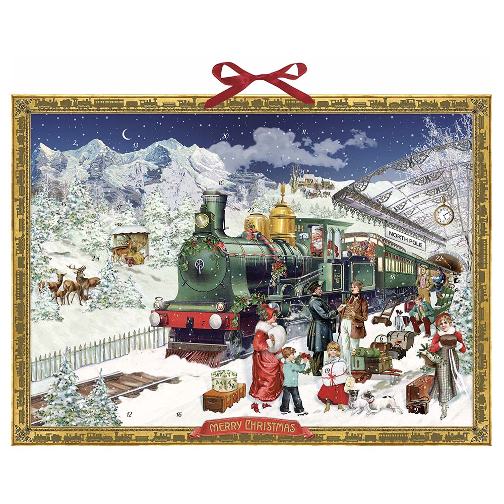 The Christmas Express Coppenrath Advent Calendar 52 x 38 cm with iridescent glitter