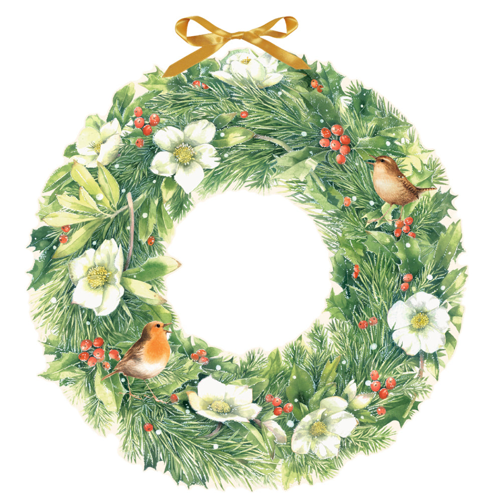 Christmas Wreath with Birds and Berries Coppenrath Advent Calendar 52 cm across  with Iridescent glitter