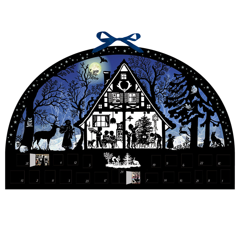 Moonlight Nativity Coppenrath Advent Calendar 51 x 32 cm silver foil / Ribbon Transparent paper