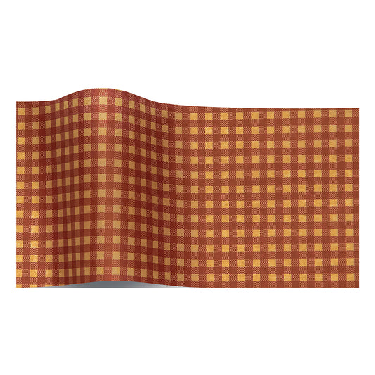 Red Kraft Gingham Tissue Paper 5 Sheets of 20 x 30" Satinwrap Tissue Wrapping Paper
