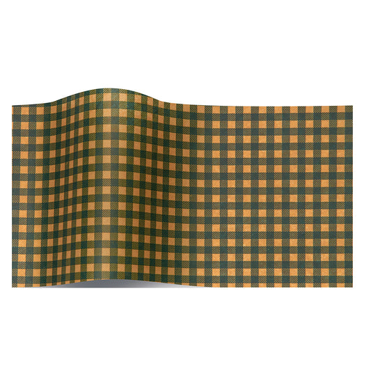 Green Kraft Gingham Tissue Paper 5 Sheets of 20 x 30" Satinwrap Tissue Wrapping Paper