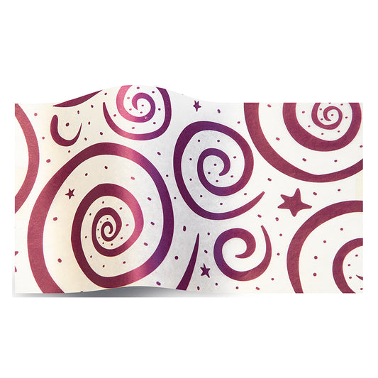 Hyacinth Purple Swirls on White Tissue Paper 5 Sheets of 20 x 30" Satinwrap Tissue Wrapping Paper